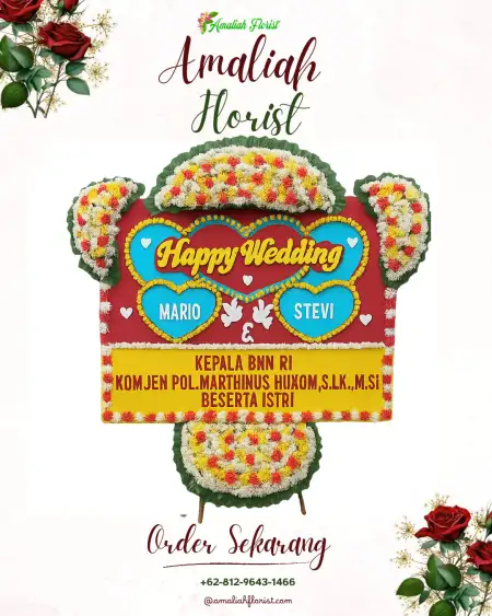 Papan Bunga Pernikahan Gading